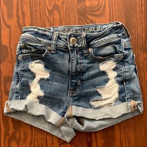 Ripped jean shorts